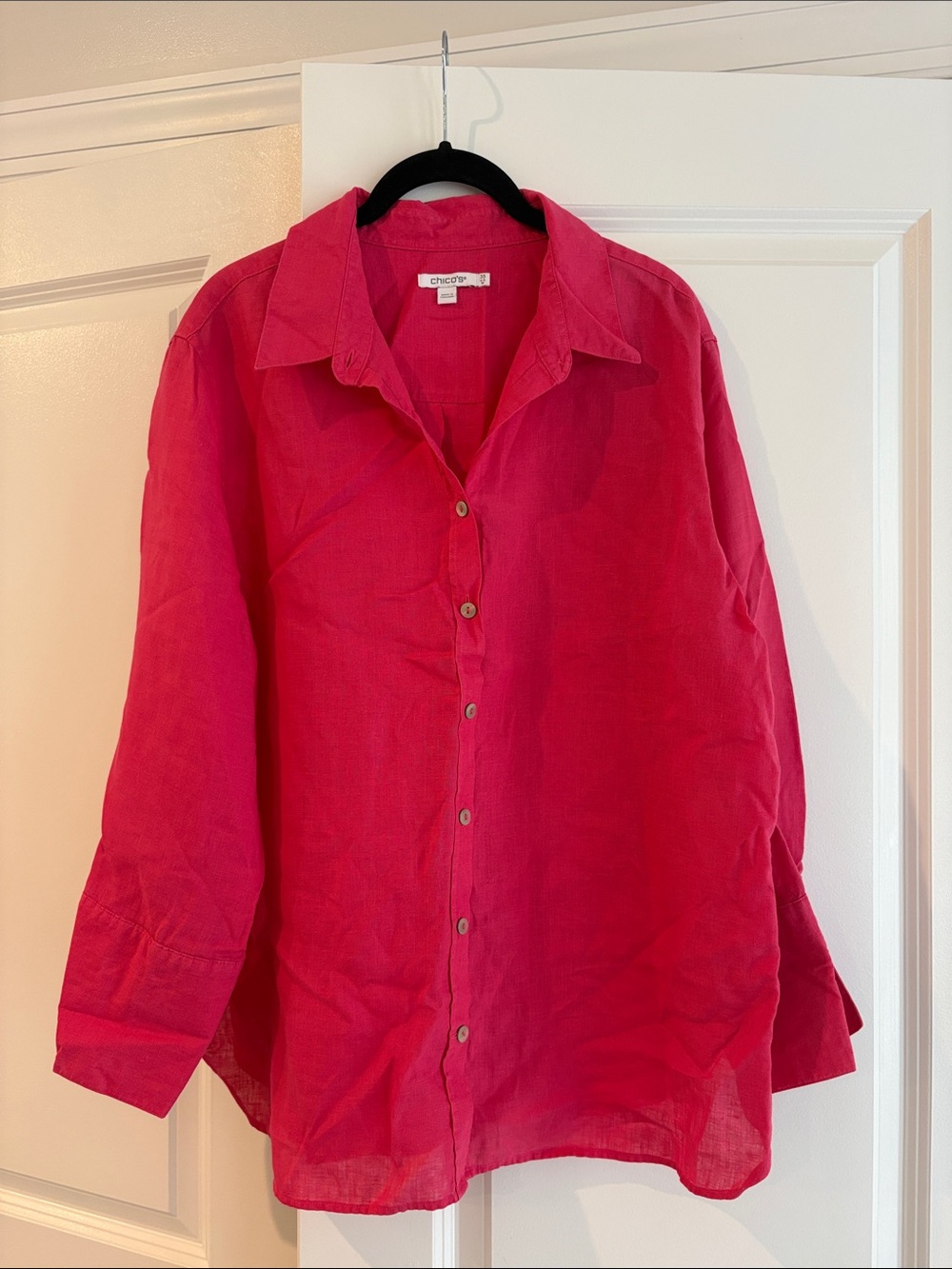 Chicos Brand New Linen Tunic Top - Watermelon